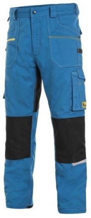 STRETCH montérkové kalhoty - světle modrá/černá