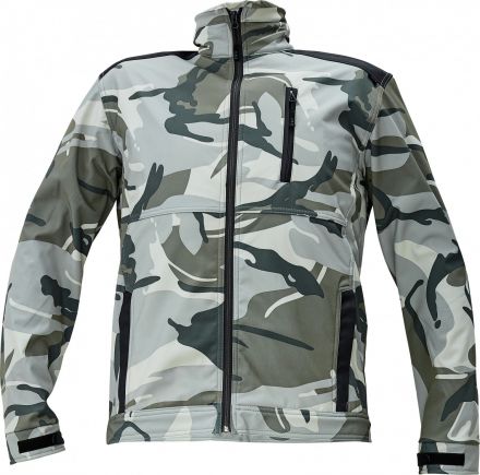 CRAMBE softshellová bunda šedá camouflage