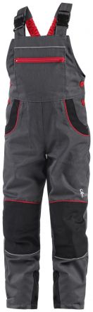 CXS PHOENIX Casper dětské kalhoty s laclem šedo/červené