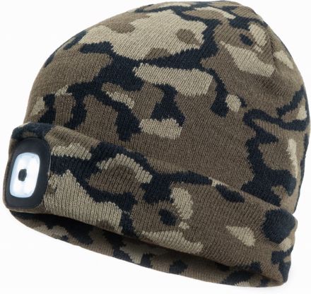 DEEL zimní čepice s LED lampou camouflage