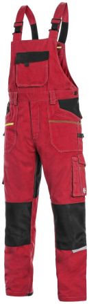 STRETCH montérkové kalhoty s laclem - červeno/černé