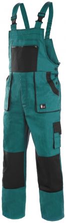 LUXY ROBIN prodloužené monterkové kalhoty s laclem - zeleno-černé