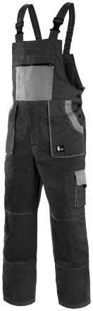LUXY ROBIN monterkové kalhoty s laclem - černo-šedé